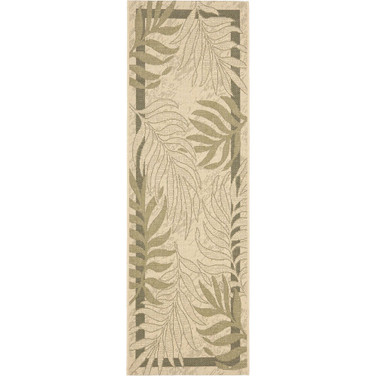 Courtyard Cream and Green 2'3" x 6'7" Runner Outdoor Area Rug