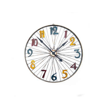 Modern Metal Wall Clock with Coloured Number