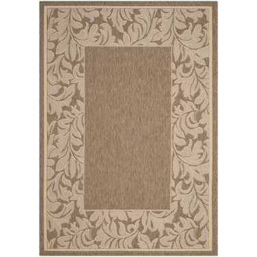 Courtyard Brown and Natural 5'3" x 5'3" Round Outdoor Area Rug