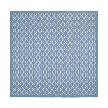 Courtyard Blue and Beige 4' x 4' Sisal Weave Square Outdoor Area Rug