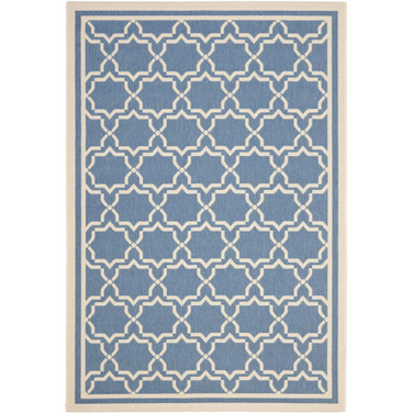 Courtyard Blue and Beige 5'3" x 7'7" Sisal Weave Outdoor Area Rug