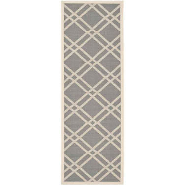 Courtyard Anthracite and Beige 2'3" x 10' Sisal Weave Runner Outdoor Area Rug