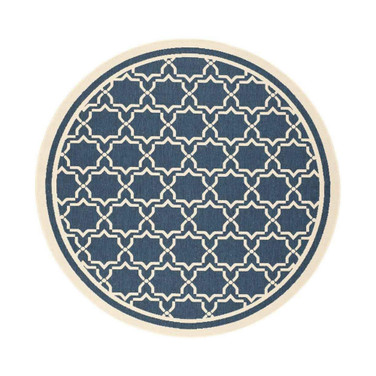 Courtyard Navy and Beige 5'3" x 5'3" Sisal Weave Round Outdoor Area Rug