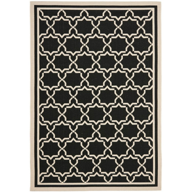 Courtyard Black and Beige 4' x 5'7" Outdoor Area Rug