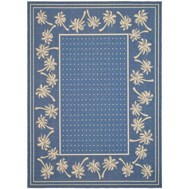 Courtyard Blue and Ivory 8' x 11' Outdoor Area Rug