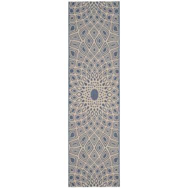 Courtyard Blue and Beige 2'3" x 8' Sisal Weave Runner Outdoor Area Rug