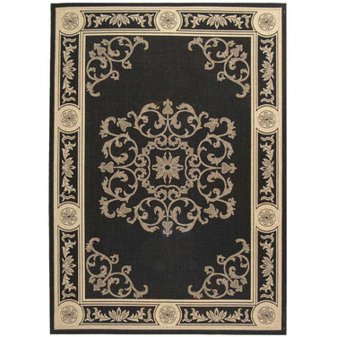 Courtyard Black and Sand 6'7" x 6'7" Square Outdoor Area Rug