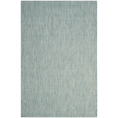Courtyard Aqua and Gray 4' x 5'7" Outdoor Area Rug