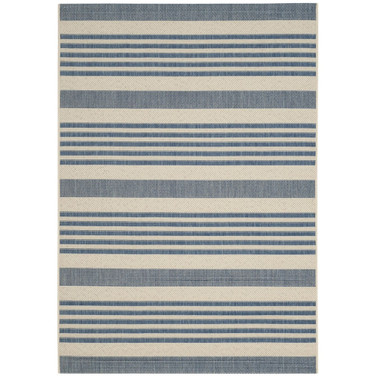 Courtyard Beige and Blue 4' x 5'7" Sisal Weave Outdoor Area Rug