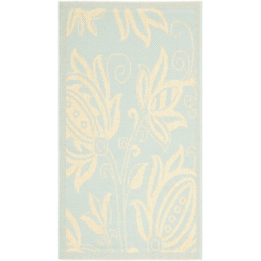 Courtyard Aqua and Cream 2'7" x 5' Outdoor Area Rug