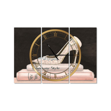 Glam 3 Panels Metal Wall Clock