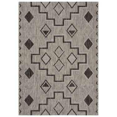 Courtyard Gray and Black 6'7" x 9'6" Outdoor Area Rug