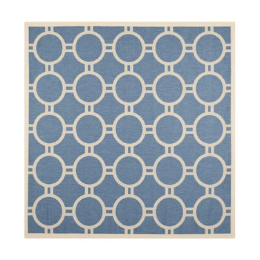 Courtyard Blue and Beige 7'10" x 7'10" Sisal Weave Square Outdoor Area Rug