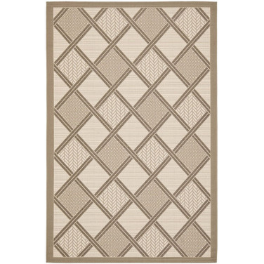 Courtyard Beige and Dark Beige 4' x 5'7" Sisal Weave Outdoor Area Rug