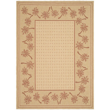 Courtyard Ivory and Rust 8' x 11' Sisal Weave Outdoor Area Rug