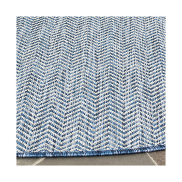 Courtyard Navy and Gray 5'3" x 5'3" Sisal Weave Round Outdoor Area Rug