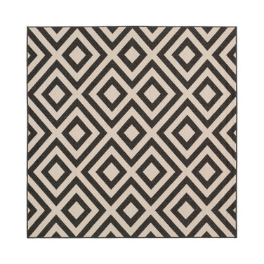 Alfresco ALF-9639 Black 8'9" Square Area Rug, Indoor/Outdoor