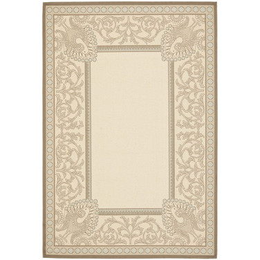 Courtyard Beige and Dark Beige 5'3" x 7'7" Sisal Weave Outdoor Area Rug