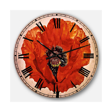 Floral Oversized Round Metal Wall Clock