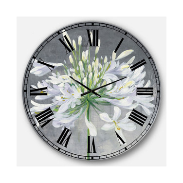 Traditional Floral Oversized Metal Wall Clock - 36 x 36