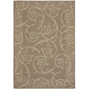 Courtyard Dark Beige and Beige 6'7" x 9'6" Sisal Weave Outdoor Area Rug