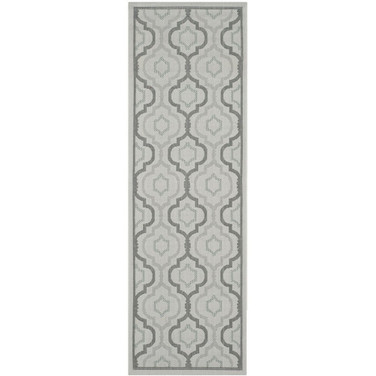 Courtyard Light Grey and Anthracite 2'4" x 12' Sisal Weave Runner Outdoor Area Rug