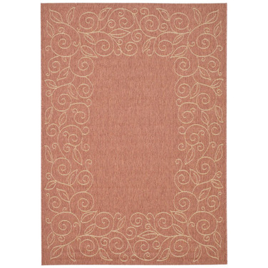 Courtyard Terracotta and Beige 8' x 11' Outdoor Area Rug
