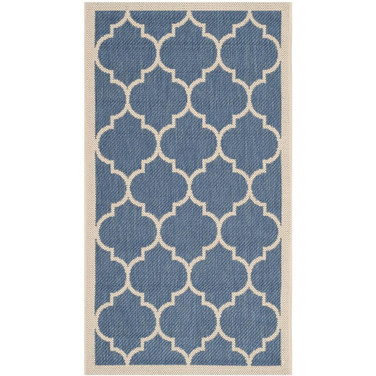 Courtyard Blue and Beige 2'7" x 5' Outdoor Area Rug