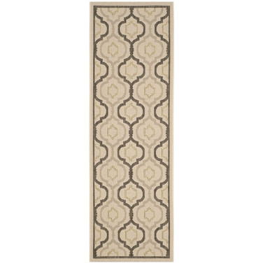 Courtyard Beige and Black 2'3" x 8' Runner Outdoor Area Rug