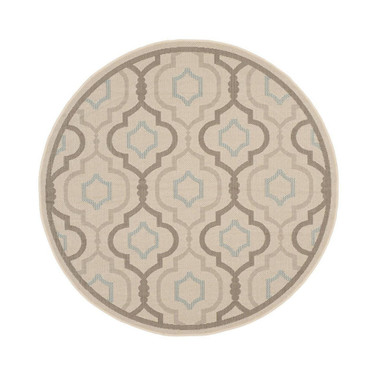 Courtyard Beige and Dark Beige 7'10" x 7'10" Round Outdoor Area Rug