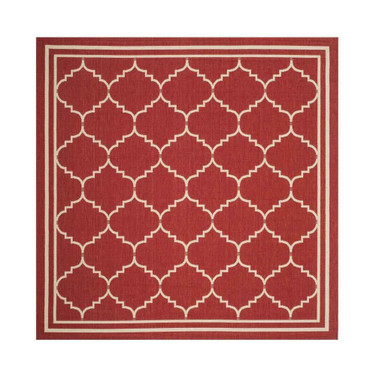 Courtyard Red and Beige 6'7" x 6'7" Sisal Weave Square Outdoor Area Rug