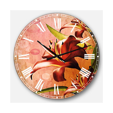 Flowers Oversized Round Metal Wall Clock