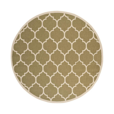 Courtyard Green and Beige 7'10" x 7'10" Round Outdoor Area Rug