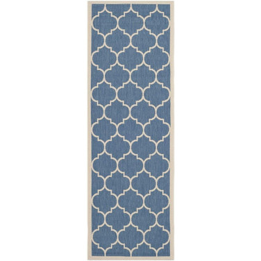 Courtyard Blue and Beige 2'3" x 6'7" Runner Outdoor Area Rug