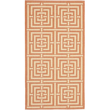Courtyard Terracotta and Cream 9' x 12' Outdoor Area Rug