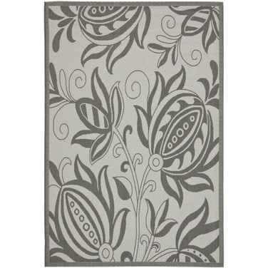 Courtyard Light Gray and Anthracite 6'7" x 6'7" Square Outdoor Area Rug