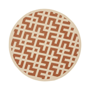 Courtyard Terracotta and Bone 6'7" x 6'7" Round Outdoor Area Rug