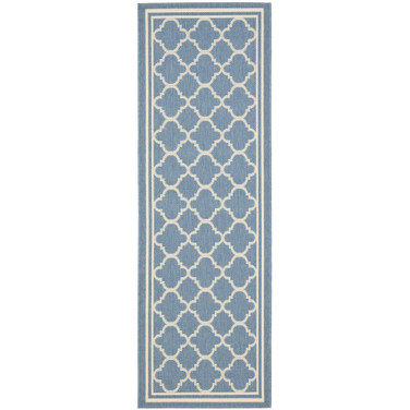Courtyard Blue and Beige 2'3" x 20' Sisal Weave Runner Outdoor Area Rug
