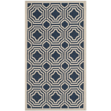 Courtyard Navy and Beige 2' x 3'7" Outdoor Area Rug