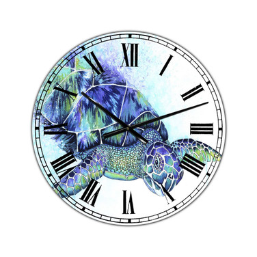 Sea Turtle Oversized Cottage Wall Clock - 36" x 28" x 1"