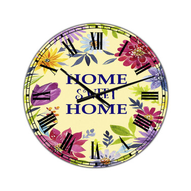 Home Sweet Home Flower Wreath Oversized Cottage Wall Clock - 36" x 28" x 1"