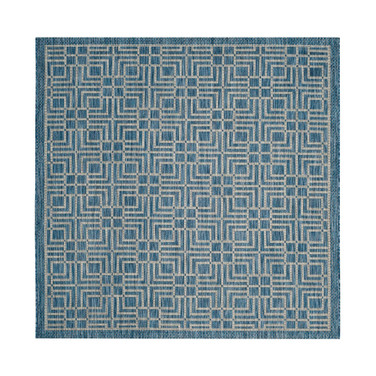 Courtyard Navy and Gray 6'7" x 6'7" Square Outdoor Area Rug