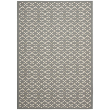 Courtyard Anthracite and Beige 6'7" x 9'6" Sisal Weave Outdoor Area Rug