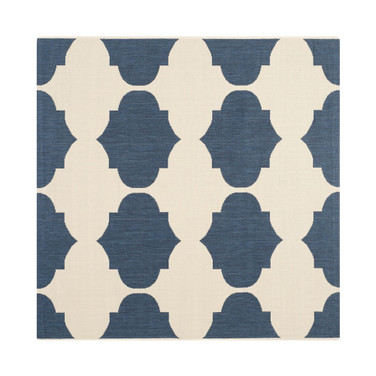 Courtyard Beige and Navy 5'3" x 5'3" Square Outdoor Area Rug