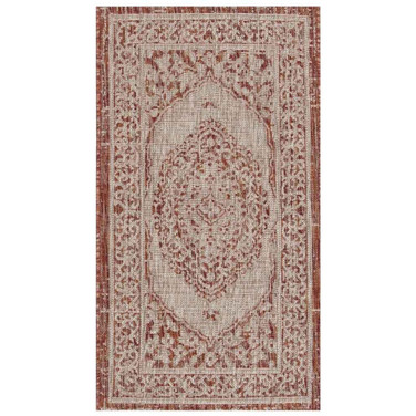 Courtyard Light Beige and Terracotta 2' x 3'7" Sisal Weave Outdoor Area Rug