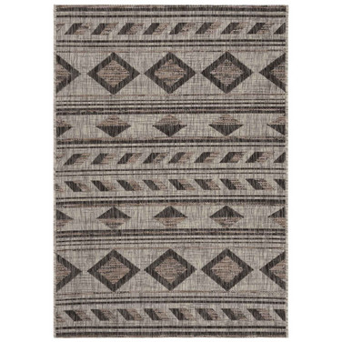 Courtyard Gray and Black 4' x 5'7" Outdoor Area Rug