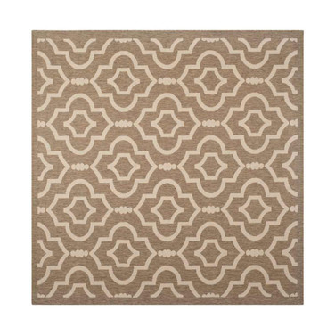 Courtyard Brown and Bone 7'10" x 7'10" Sisal Weave Square Outdoor Area Rug