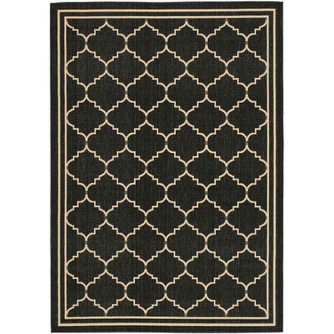 Courtyard Black and Creme 9' x 12' Sisal Weave Outdoor Area Rug