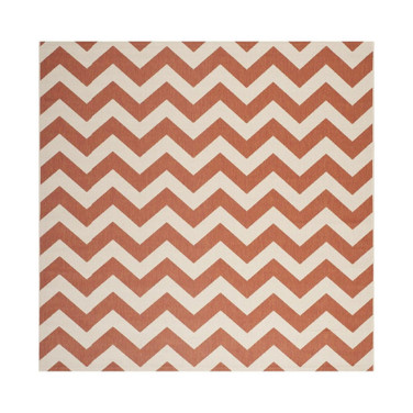 Courtyard Terracotta and Beige 4' x 4' Square Outdoor Area Rug
