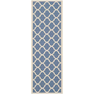 Courtyard Blue and Beige 2'3" x 14' Sisal Weave Runner Outdoor Area Rug